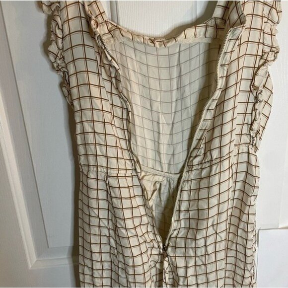 Sancia The Ines Jumpsuit Cream and  Brown gingham  Sleeveless ruffle Size XS - Picture 9 of 9